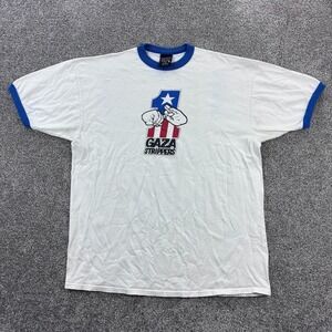 Vintage Gaza Strippers Shirt Mens XL White Blue Ringer Garage‎ Punk Band Music